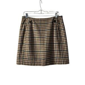 Banana Republic Skirt Women's Size 8 Plaid Lined Wool Above Knee Back Zipper Tan